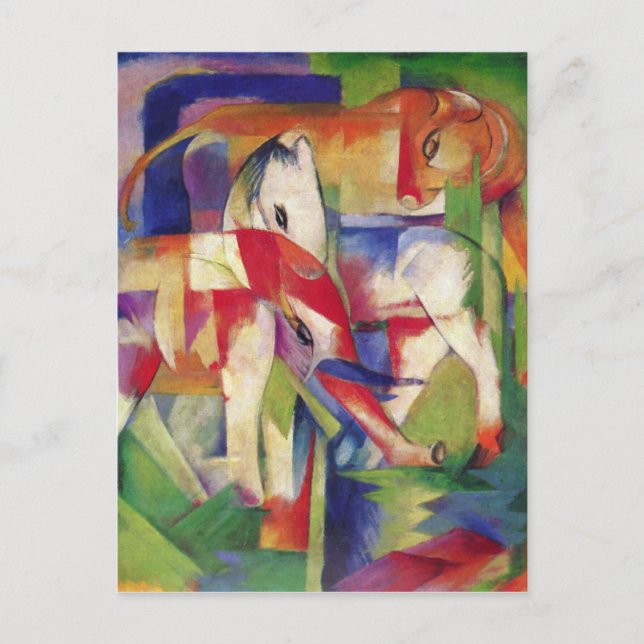 Postal Franz Marc - Elefante, Caballo, Bovino, Invierno (Anverso)