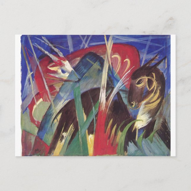 Postal Franz Marc - Fabeltiere I 1913 extractos del (Anverso)