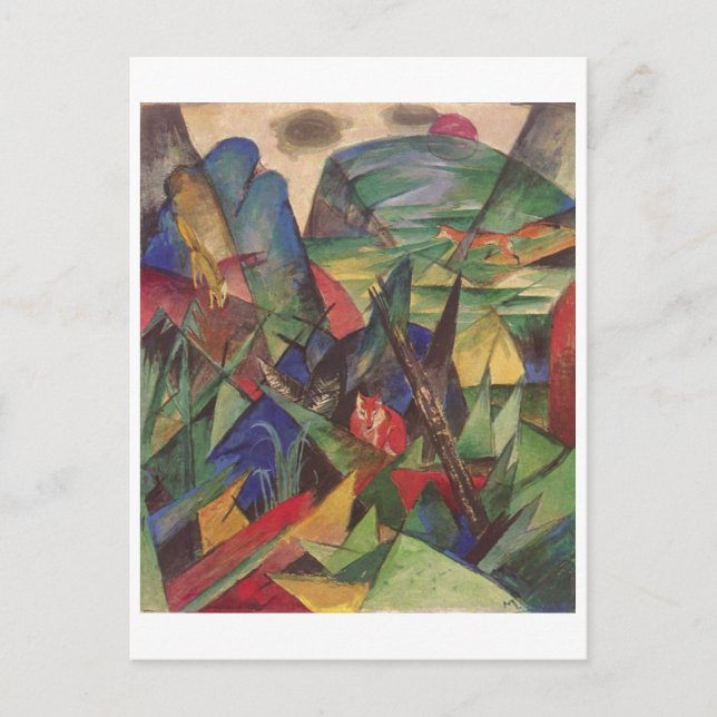 Postal Franz Marc - Foxes 1913 Petróleo Canvas Red Fox Sl (Anverso)