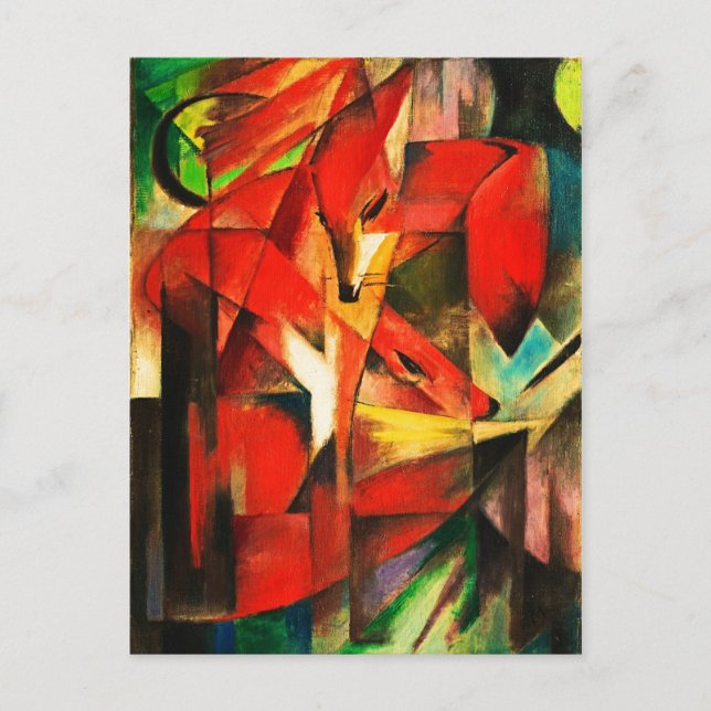 Postal Franz Marc The Foxes Pintura de Arte Moderno de Fo (Anverso)