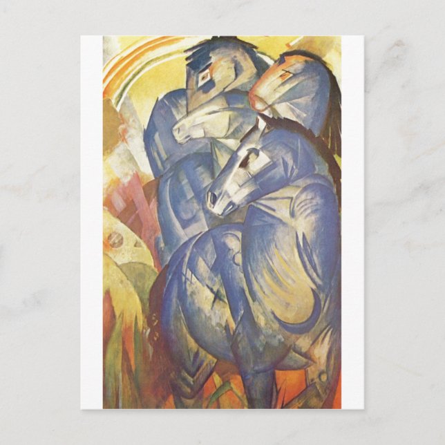 Postal Franz Marc - Torre de Caballos Azules 1913 Ecuestr (Anverso)