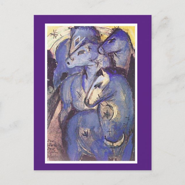 Postal Franz Marc, Tower of Blue Horses, Bella Artes, (Anverso)