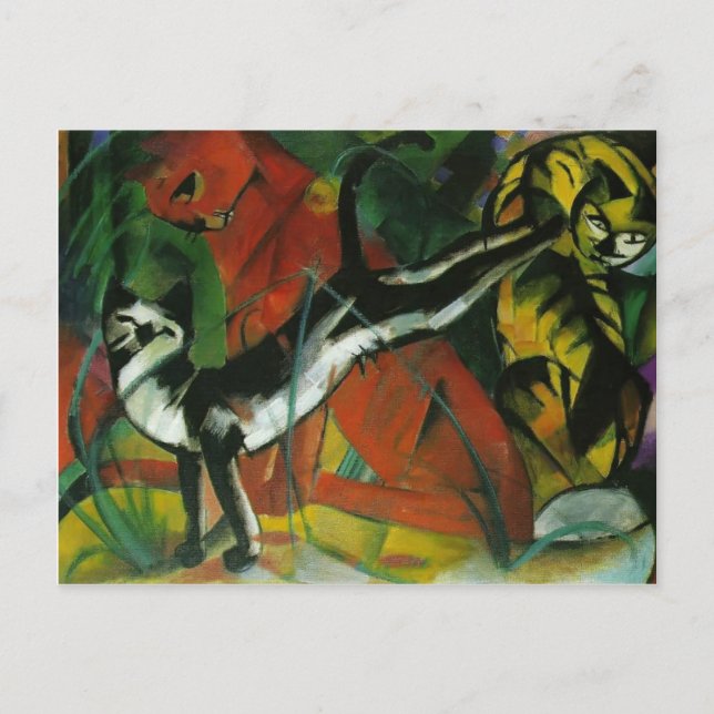 Postal Franz Marc - Tres gatos (Anverso)