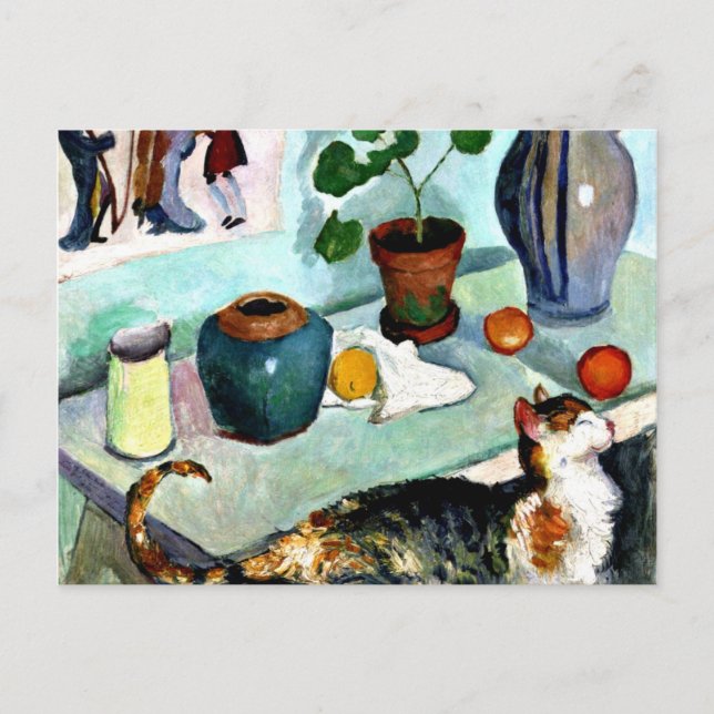 Postal Franz Marc - Vida fija con gato (Anverso)