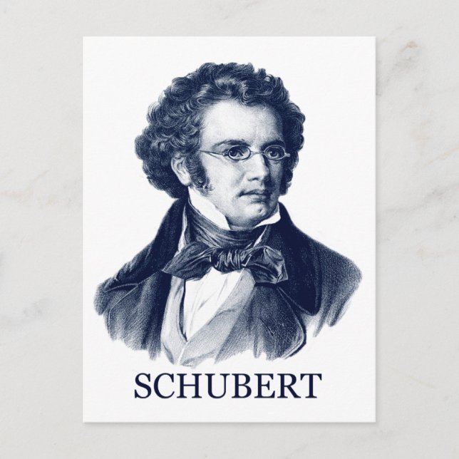 Postal Franz Schubert, azul (Anverso)
