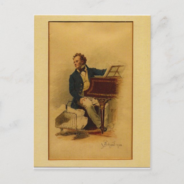 Postal Franz Schubert por Julius Schmid (Anverso)