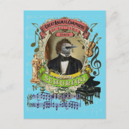Postal Franz Schubird Funny Compositor de Animales de Páj