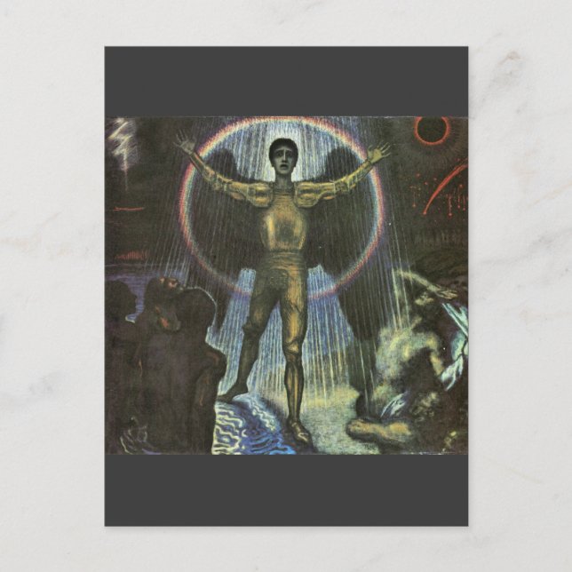 Postal Franz von Stuck - El ángel de la corte (Anverso)