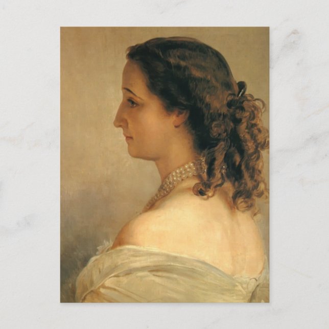 Postal Franz Winterhalter: Eugenie, la emperatriz del fra (Anverso)
