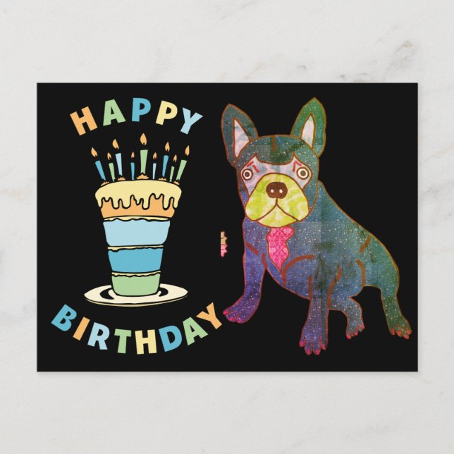 Postal Französische Bulldogge Birthday French Bulldog (Anverso)