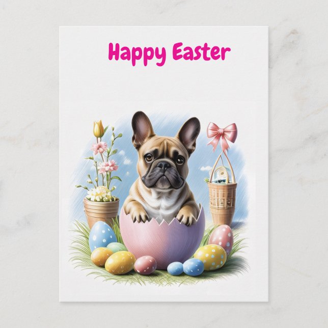 Postal Französische Bulldogge Frohe Ostern French Bulldog (Anverso)
