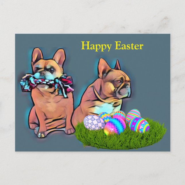 Postal Französische Bulldogge Happy Easter French Bulldog (Anverso)
