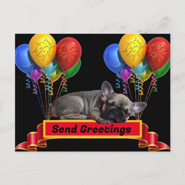 Postal Französische Bulldogge Luftballon French Bulldog (Anverso)