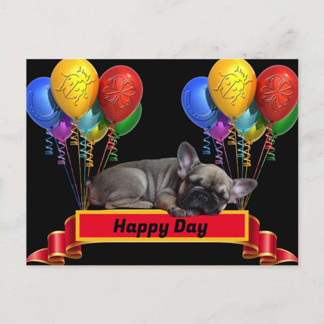 Postal Französische Bulldogge Luftballon French Bulldog (Anverso)