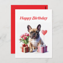 Französische Bulldogge mit Blumen Birthday