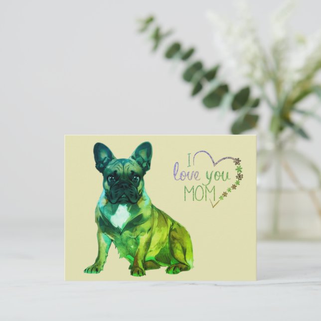 Postal Französische Bulldogge Muttertag French Bulldog (Anverso de pie)