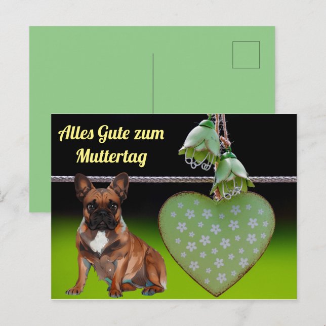 Postal Französische Bulldogge Muttertag French Bulldog (Anverso / Reverso)