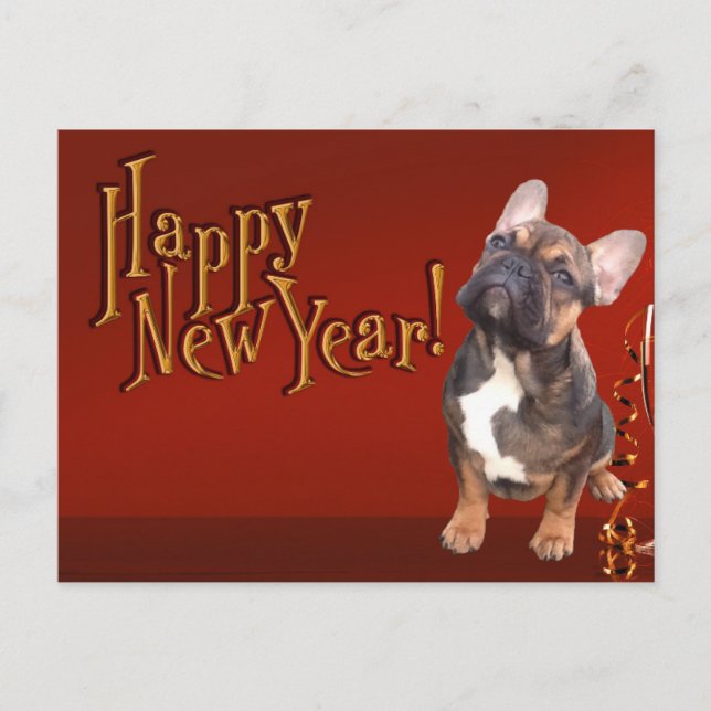 Postal  französische Bulldogge Neujahr French Bulldog (Anverso)