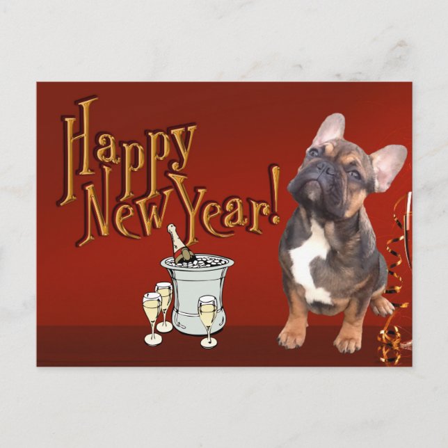 Postal  französische Bulldogge Neujahr French Bulldog (Anverso)