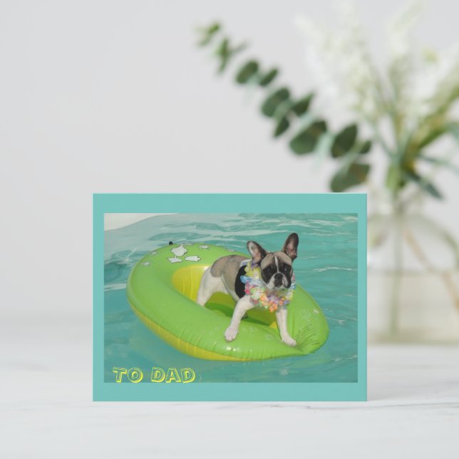 Postal Französische Bulldogge Postkarte "To Dad" (Anverso de pie)