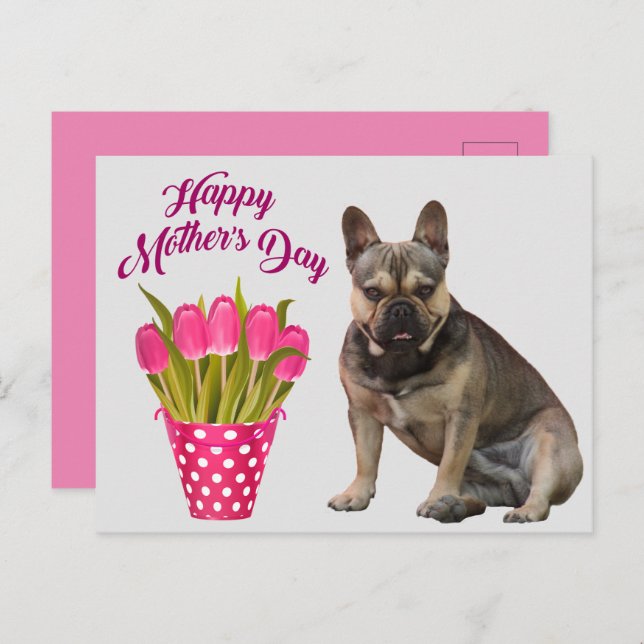 Postal französische Bulldogge Tulpen French Bulldog (Anverso / Reverso)