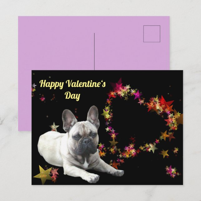 Postal Französische Bulldogge Valentinstag French Bulldog (Anverso / Reverso)