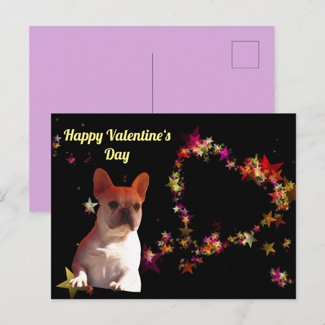Postal Französische Bulldogge Valentinstag French Bulldog (Anverso / Reverso)