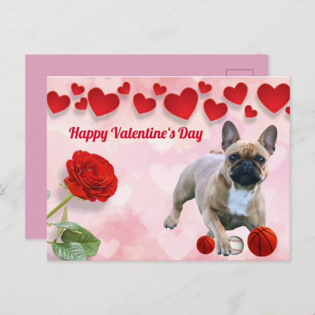 Postal Französische Bulldogge Valentinstag French Bulldog (Anverso / Reverso)