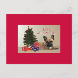 Postal französische Bulldogge Weihnachtskarte