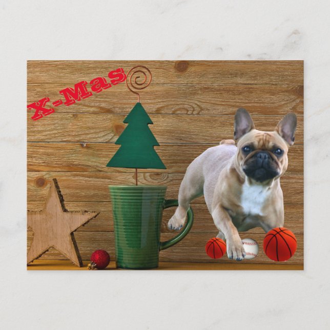 Postal  französische Bulldoggen Christmas French Bulldog  (Anverso)