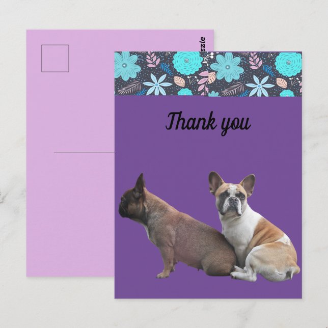 Postal  französische Bulldoggen Dankeschön French Bulldog (Anverso / Reverso)