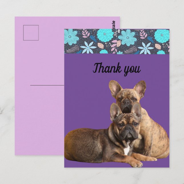 Postal  französische Bulldoggen Dankeschön French Bulldog (Anverso / Reverso)