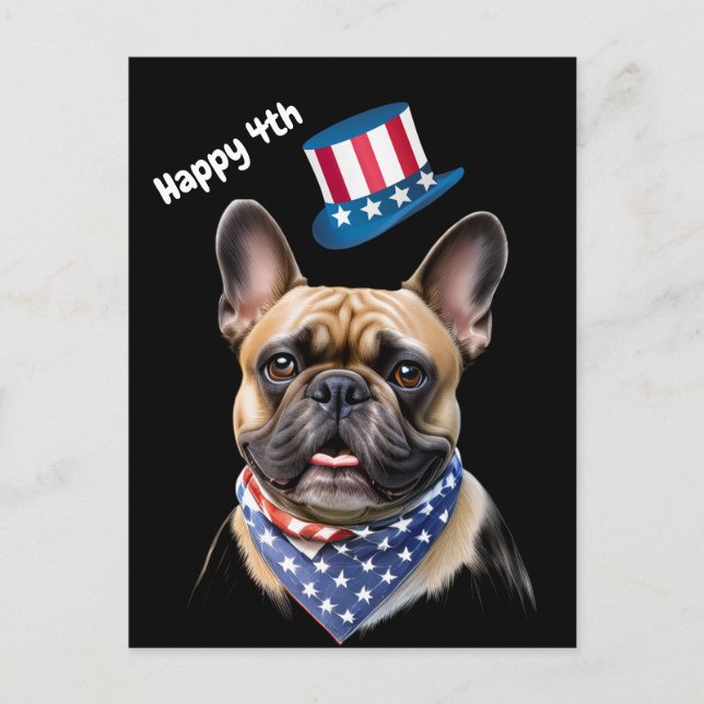 Postal Französischen Bulldoggen Amerika 4.Juli (Anverso)
