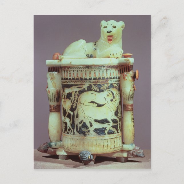 Postal Frasco de carne con una figura del rey como león (Anverso)