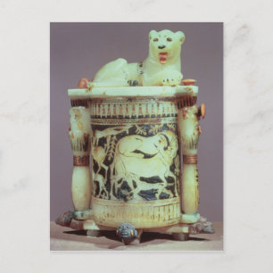 Postal Frasco de carne con una figura del rey como león