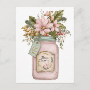 Postal Frasco de galletas de Navidad pastel festivo y ele