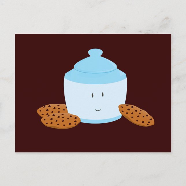 Postal Frasco de galletas sonrientes con galletas a su al (Anverso)