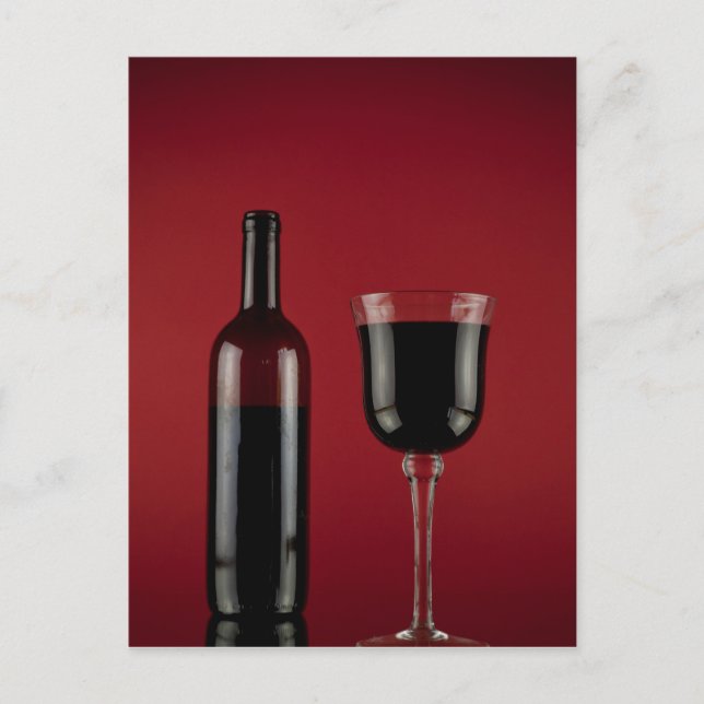 Postal Frasco de vidrio rojo de vino (Anverso)