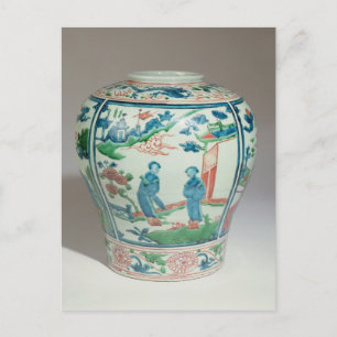 Postal Frasco oviforme policromo de Swatow, finales del s