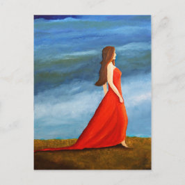 Postal Frau im roten Kleid