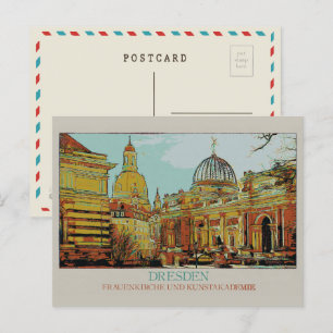 Postal Frauenkirche y Academia de Bellas Artes de Dresde