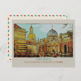 Postal Frauenkirche y Academia de Bellas Artes de Dresde