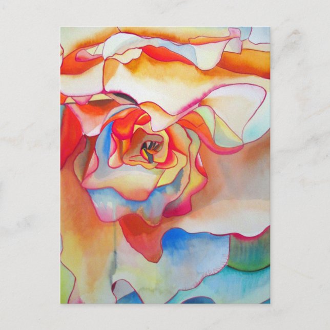 Postal Fred martin begonia acuarela arte (Anverso)