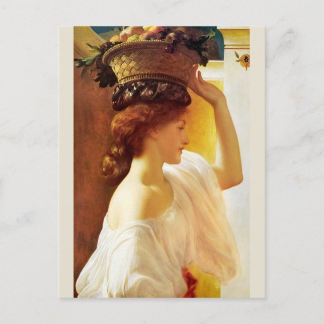 Postal Frederic Leighton Chica con cesta de fruta Actuali (Anverso)
