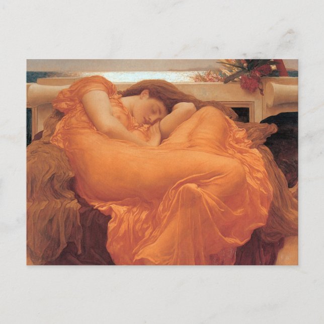 Postal Frederic Leighton Flaming June (Anverso)