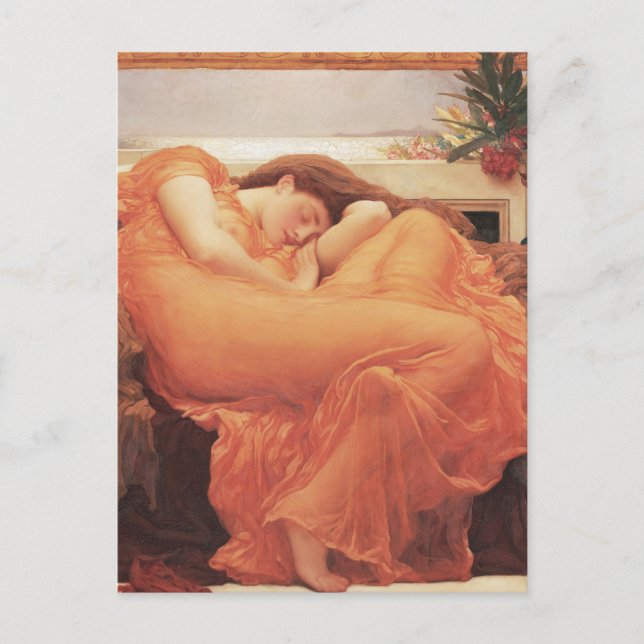 Postal Frederic Lord Leighton Flaming June Square Art (Anverso)