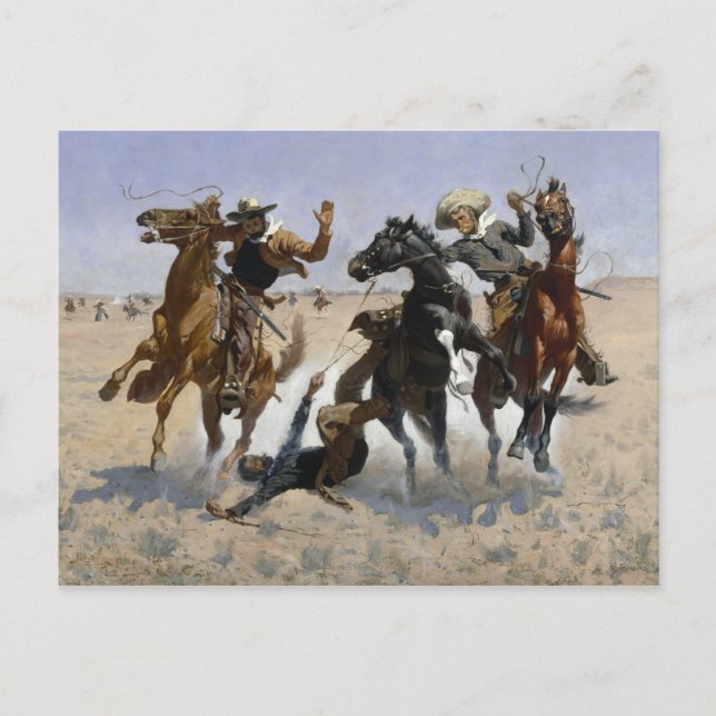 Postal Frederic Remington - Ayudando a un Camarada (Anverso)