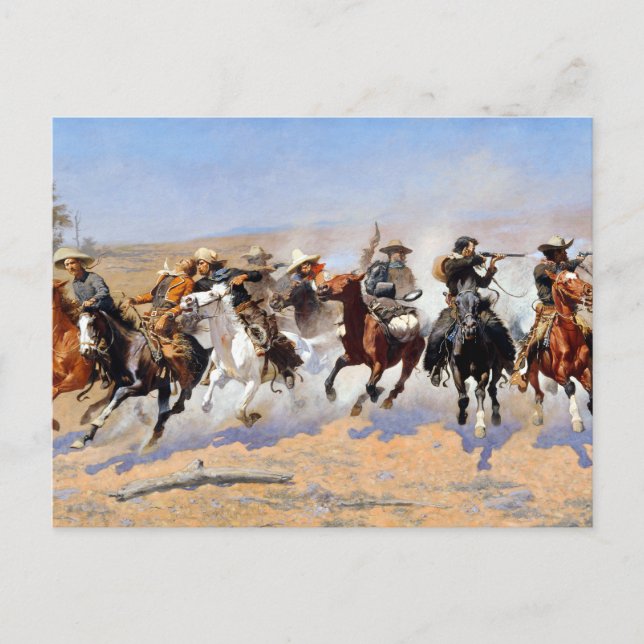 Postal Frederic Remington Dash para la madera (Anverso)