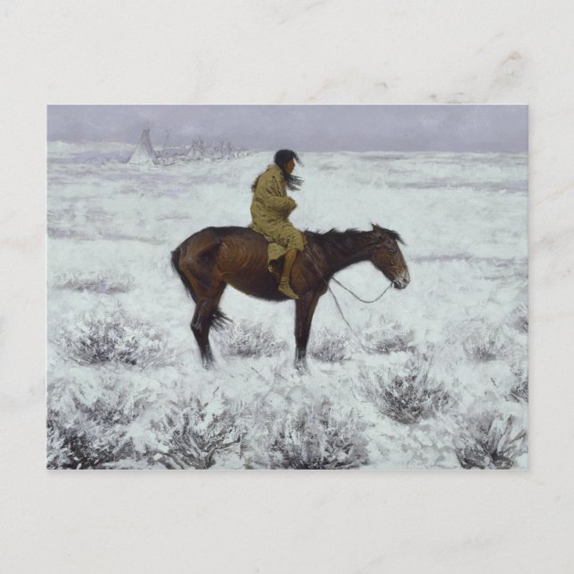 Postal Frederic Remington - El chico del rebaño (Anverso)