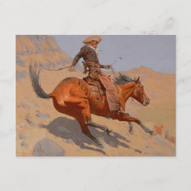 Postal Frederic Remington - El Cowboy (Anverso)